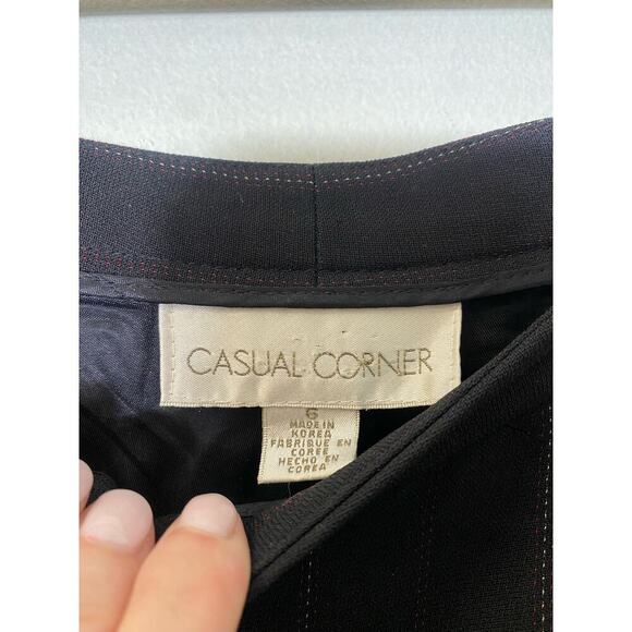 Casual Corner Black Wide Leg Small Stripes Slacks Front Zipper Sz 6 - Picture 3 of 3